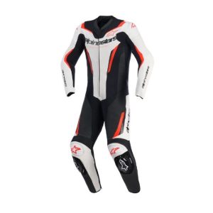 MONO ALPINESTARS GP FORCE V2 1 PIEZA BLANCO, NEGRO Y ROJO FLUO